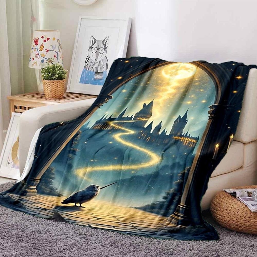 

1pc Longing for the castle Flannel Blanket Soft Warm Throw for Home, Office, Travel, All-Season Cozy Bedding GiftL1083 80cmx120cm(31inx47in)