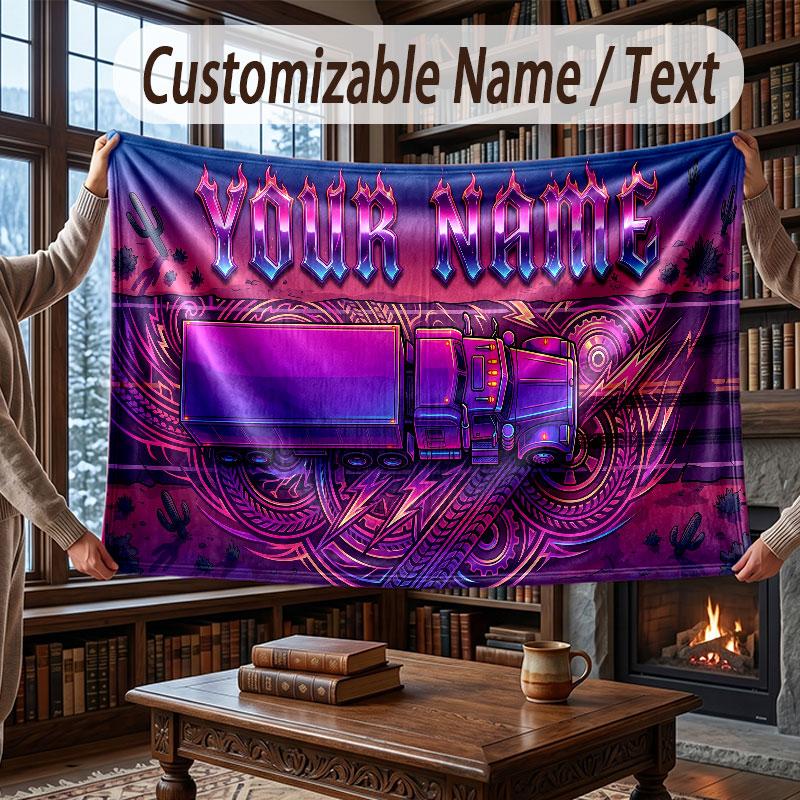 Neon Colorful Theme Throw Blanket Custom Name Text Personalized Blanket Soft Cozy Blanket for Home Sofa Bed