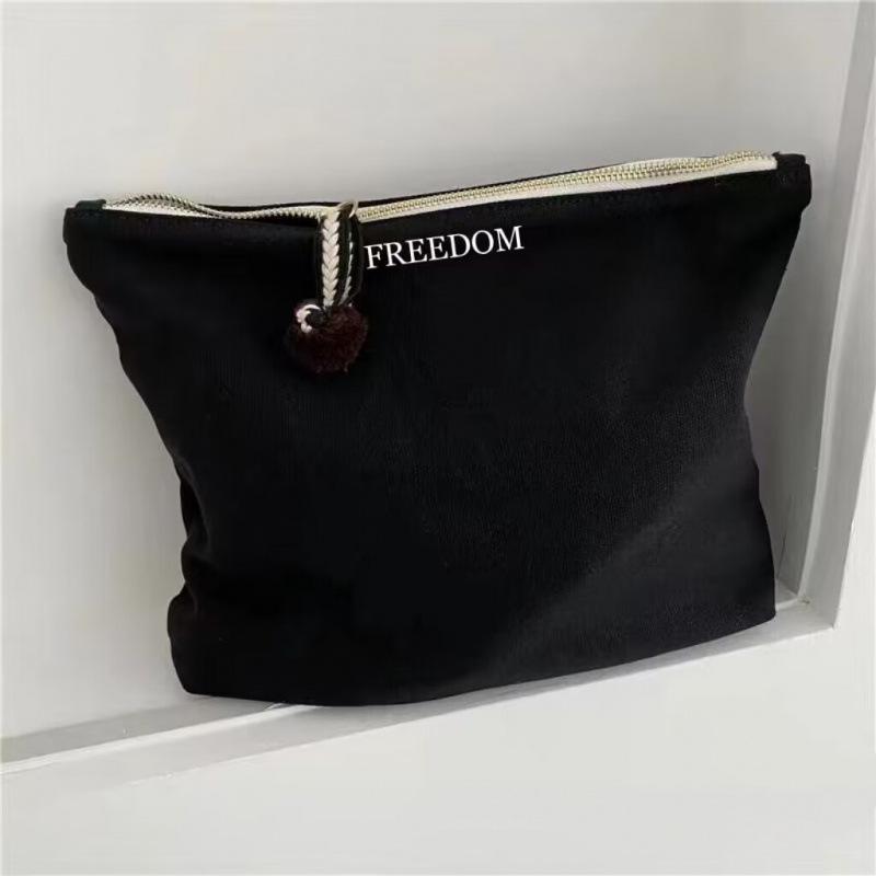 Japanese-Style Cute Canvas Makeup Bag - Large, Portable, Handheld Skincare Storage for Women