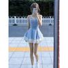 Elegant Plaid Bow Puffy Short Skirt Halter Dress for Women - Summer 2026