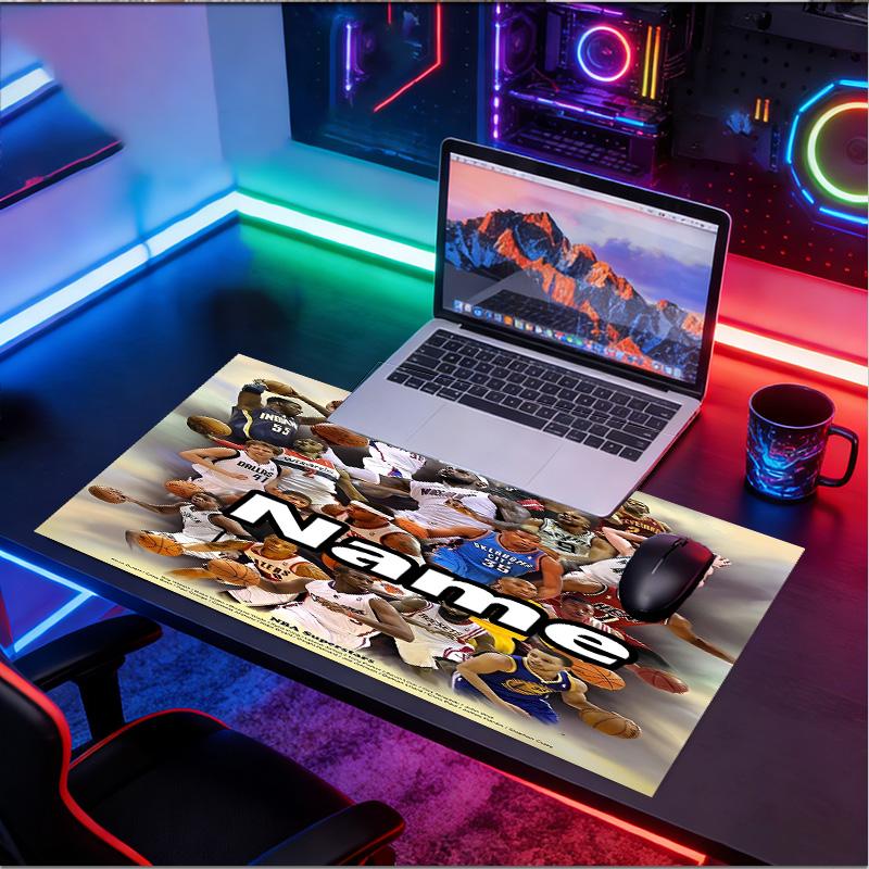 Custom Name Personalized NBA Pattern Mousepad, Laptop PC Desk Mat, Decorative Desk Mat for Home Keyboard Pad Gift