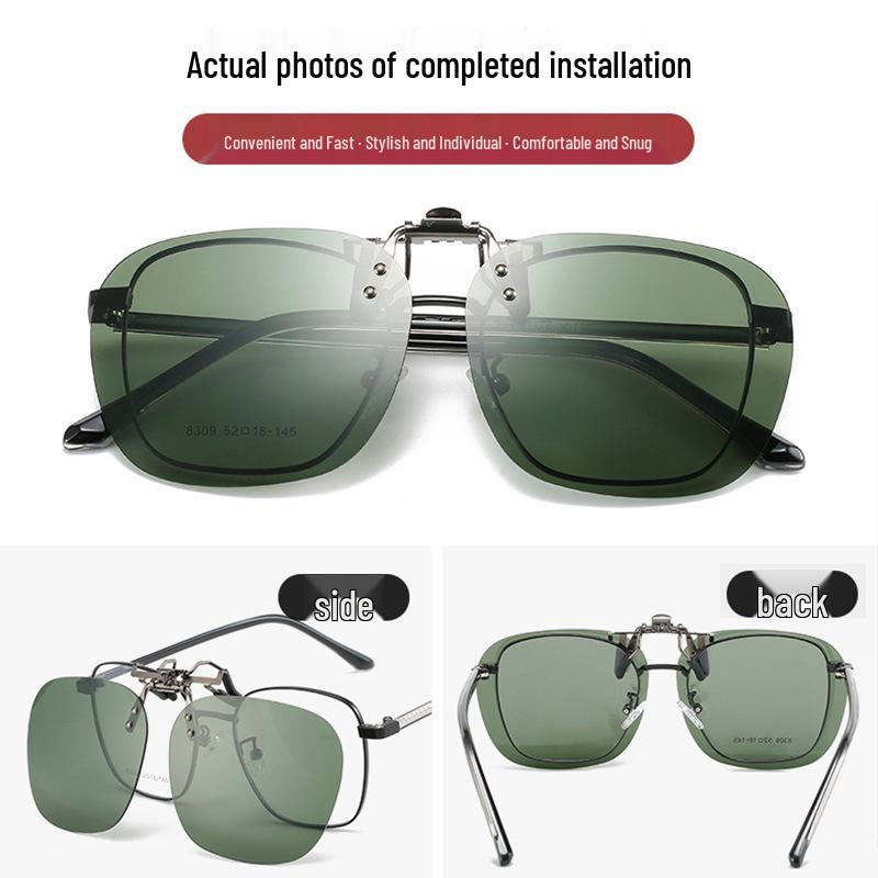 2025 Polarized Rimless Polygonal Clip-on Sunglasses for Day/Night Outdoor, Fishing, and Driving