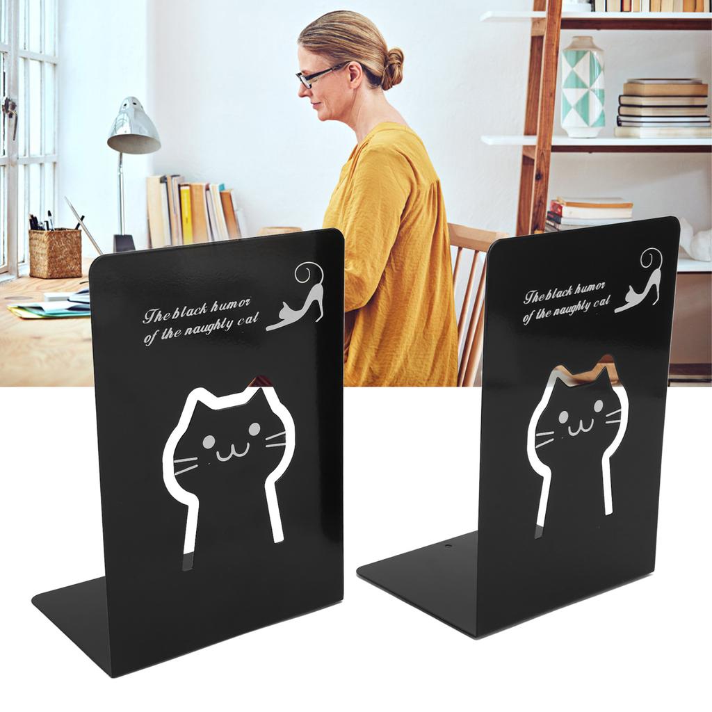 2pcs Book Ends Metal Book Stoppers Decorative Hollow Book Shelf Holder for Study Office Dormitory Li