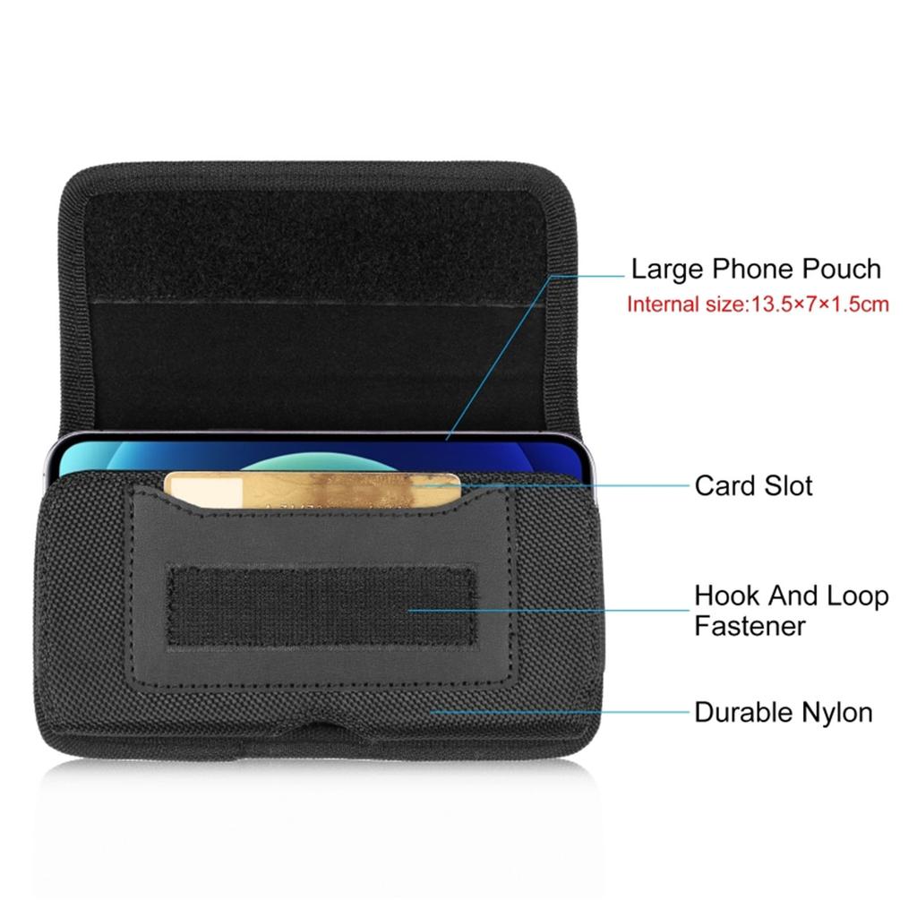 Nylon Phone Belt Pouch Cell Phone Belt Holder Pouch Cover With Belt Clip Black For IPhone 14 Pro 14 13 Mini For Samsung Galaxy S23