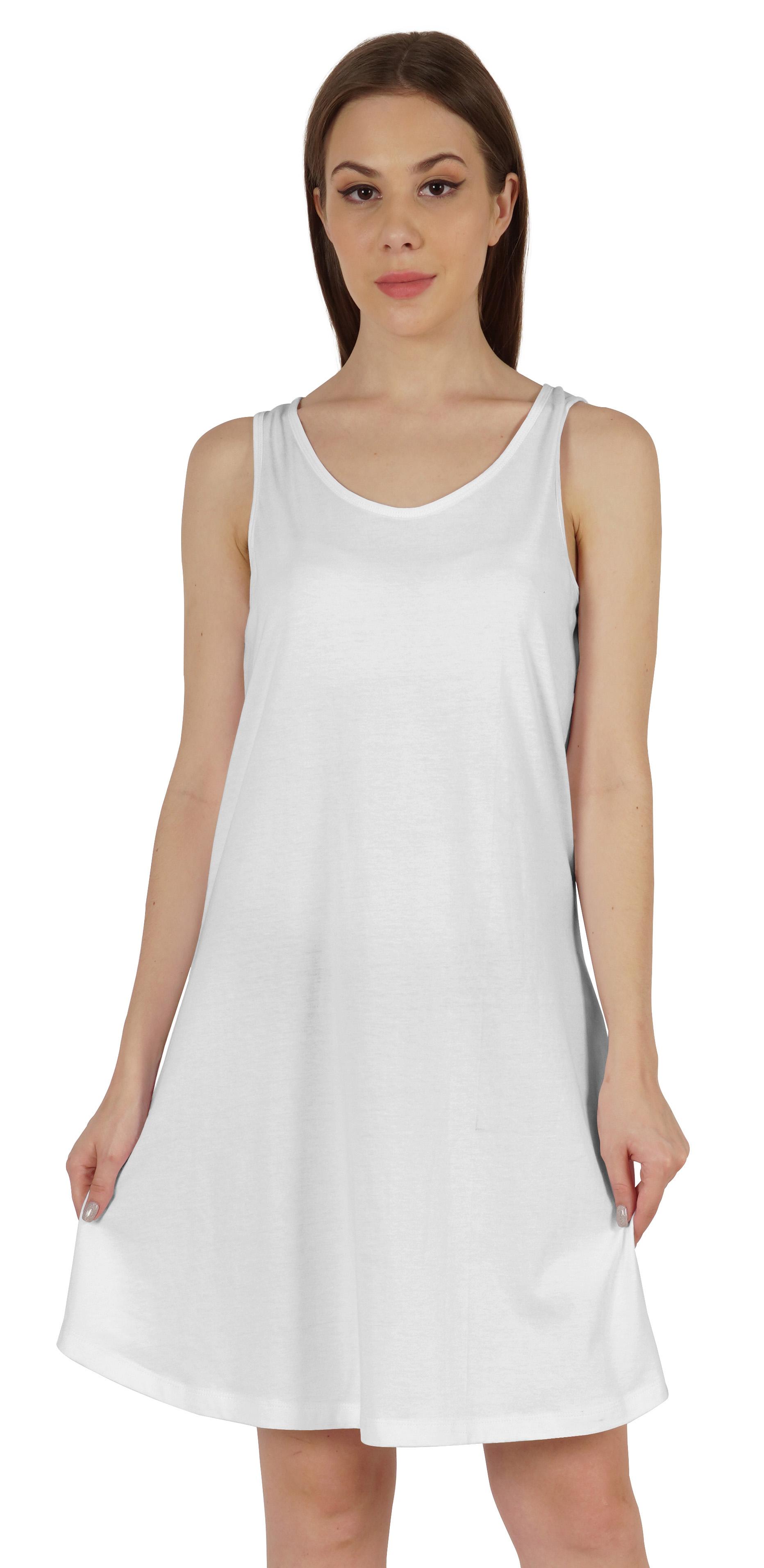 

Жіноча базова сукня-майка Inkmeso Коротка сукня міді Повсякденна літня туніка вільного крою без рукавів XX-Large білий