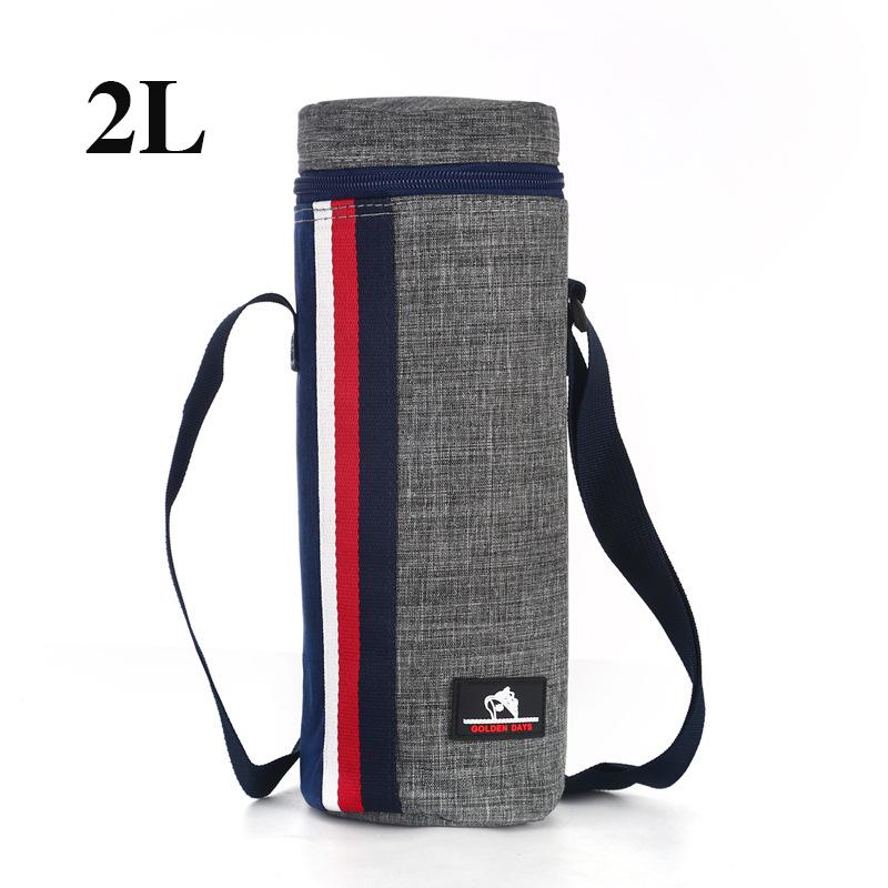 2L Portable Oxford Cloth Circular Insulated Bottle Cooler Bags Camping Accessories Insulated Water Bottle Bag