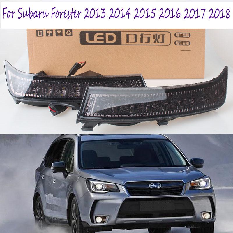 Daytime Running Light For Subaru Forester 2013 2014 2015 2016 2017 2018 DRL Car Accessories Fog Lamp Foglights Turn Signal Lamps
