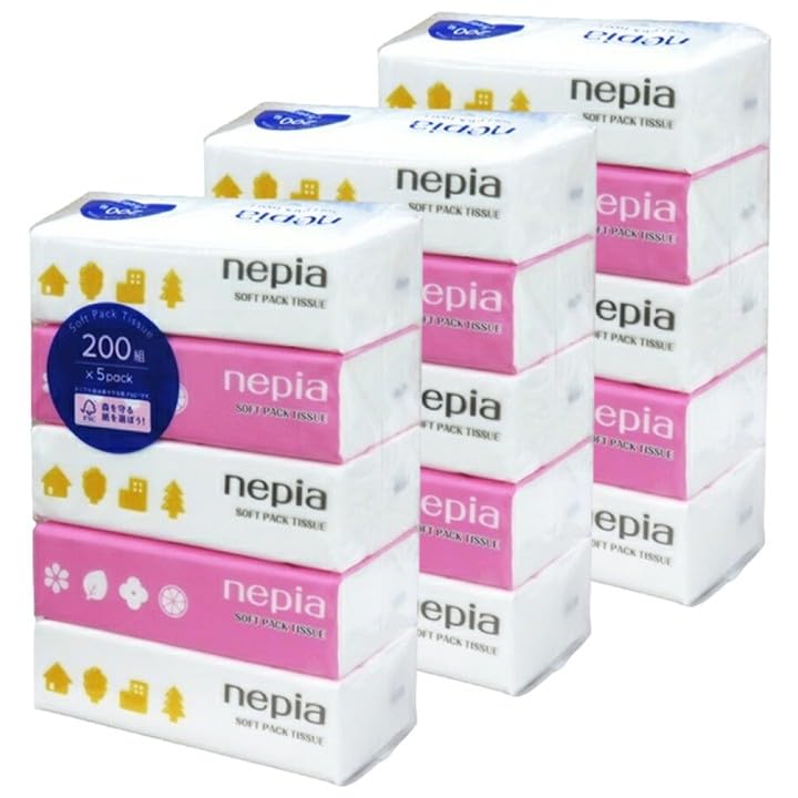 Nepia Soft Pack 400 sheets x 15 Value Large Capacity Tissues, (200 pairs) packs, Pack,