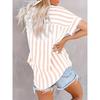 2026 Primavera/Estate Casual da Pendolare Stampata a Righe Bicolore Manica Corta Top Camicia da Donna
