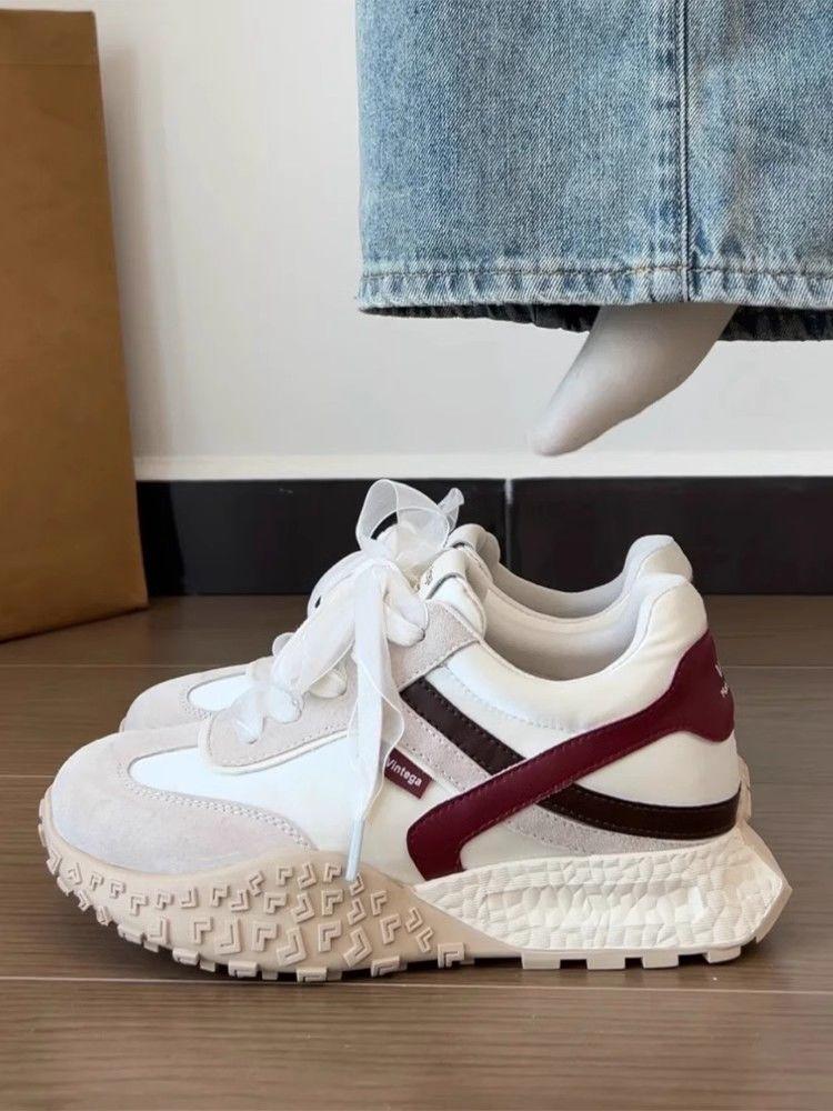 

[Inner height increase of 5cm] Forrest Gump shoes women s 2025 new small thick-soled casual shoes ribbon color matching German training shoes 40