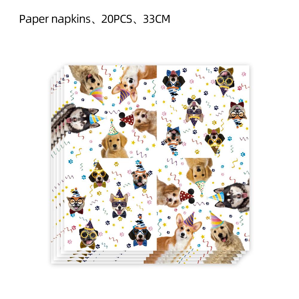 51pcs Dog Theme Tableware Set Including Plates Cups Napkins Tablecloth