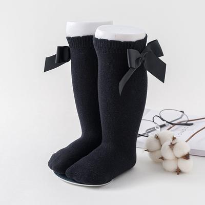 Spring and Autumn Babies' Socks Baby Knee-Length Big Bow Dress Girls Student Princess Pink Socks Loose Mouth