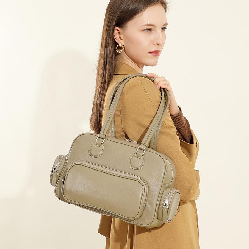 Vintage Einfarbige Tragbare Bowlingtasche Damen Frühling/Sommer Pendler Nischen-Design Unterarm Schultertasche