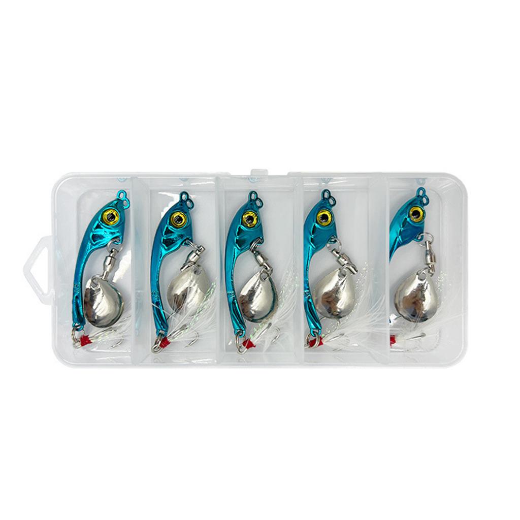 5Pcs Spoon Metal Hard Spinner Baits Fish Lures Spinner Swimbaits Colorful Sequins Lures Baits Treble Hook Fishhooks Set