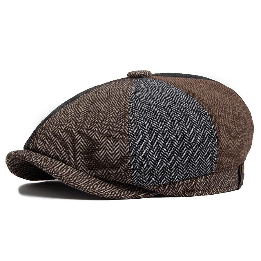 

Herringbone Newsboy Caps Men Autumn Winter Vintage Berets Casual Flat Hats Fashion Retro Man Cap For 55-59cm Head Circum Ference