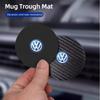 HAT1 2Pcs Car Leather/Carbon Fiber Water Cup Coasters Anti-Slip Pads For VW Scirocco Jetta Beetle Golf Passat Tiguan Sharan Touran