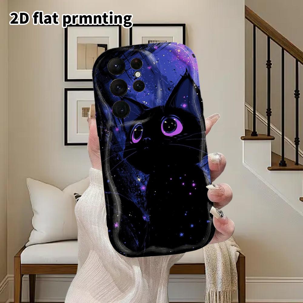 Phone Case: 2D Flat Samsung Galaxy A34 A35 M05 M06 S20 S22 S21 FE Plus 5G Protective Case, Couple Style, Dark Little Cat Christmas and Halloween Gift