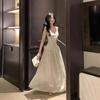 French Temperament Waist Polka Dot Suspender Dress, Women's Summer Seaside Vacation Style Skirt, Lace-up A-shaped Long Dress