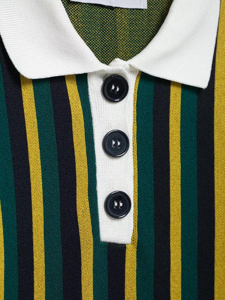 Spring 2025 Women's Striped Knit Sweater - European & American Style, Turn-Down Collar, Long Sleeve, Casual