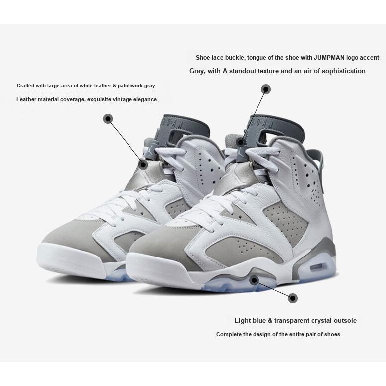 Air Jordan 6 Retro GS Cool Grey Dětské tenisky Bílá Středně šedá 384665-100