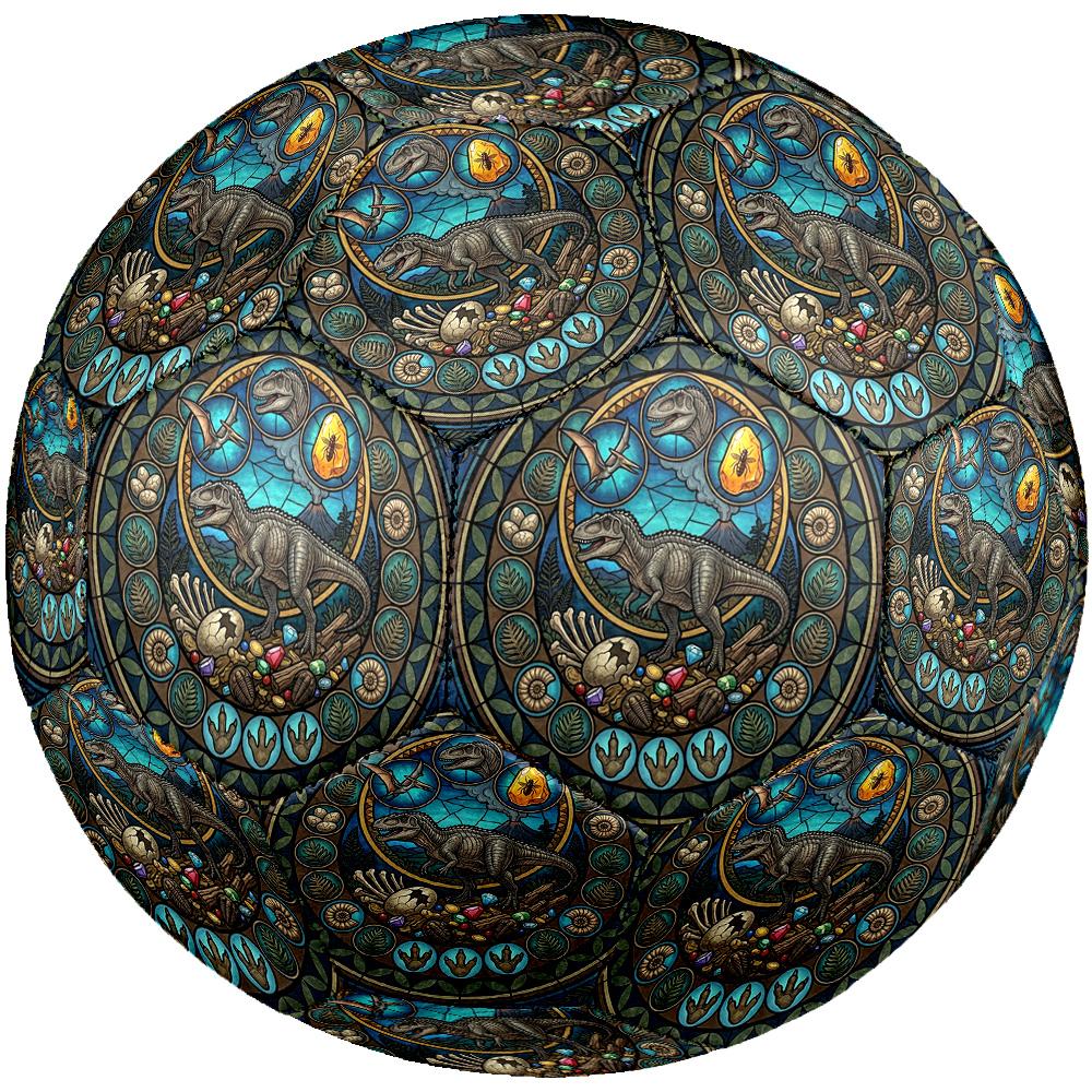 Dinosaur Glass Art Round Football Size 5 Adult Ball Suitable for Training Matches and Outdoor Team.