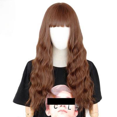 24 Inch Long Brown Wig with Liu Haihai Wave Wig Synthetic Fiber Wig Ladies Long Wig Natural Wig Cosplay/daily/party Wig