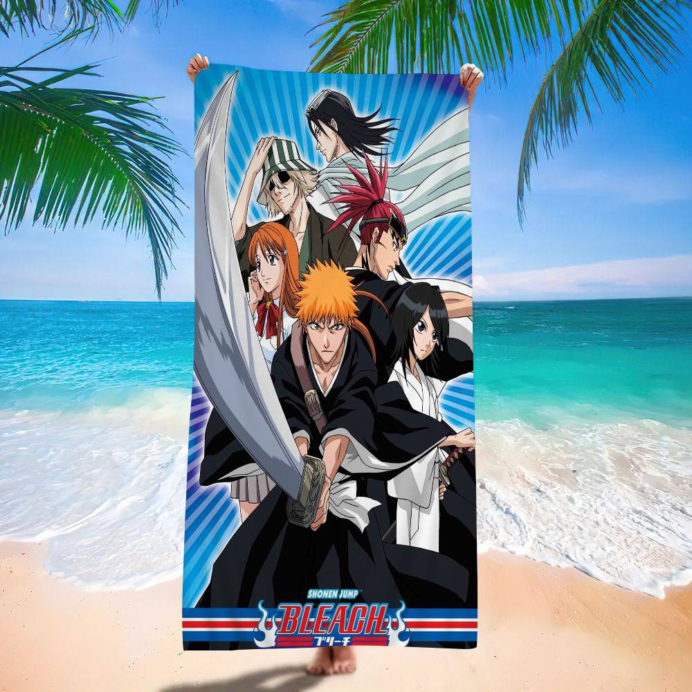 Anime B-Bleach Microfiber Blanket Quick Drying Beach Towels Oversized Printing Super Absorbent Pool Towel Blanket