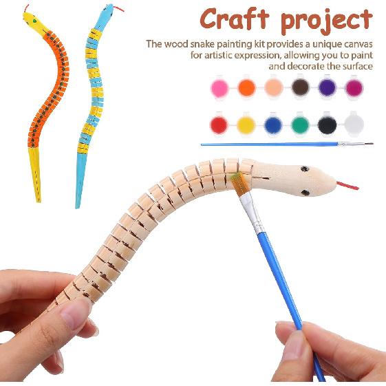 JOINPAYA 5pcs Wood Unfinished Snake Set: 11.79in Flexible Wiggly Painting Wooden Animal Articulated Fake Snake Model Crafts for Party Decorations