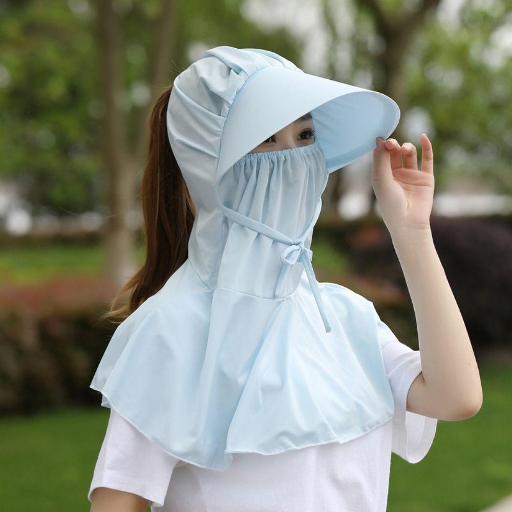 Flower Sun Protection Hat Sunscreen Bucket Hat with Mask Breathable Wide Brim Bucket Cap  Girl