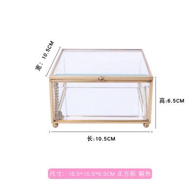 BRCreative Nordic style Home Dressing table organization Glass jewelry storage box Retro decoration Jewelry display TransparentEY