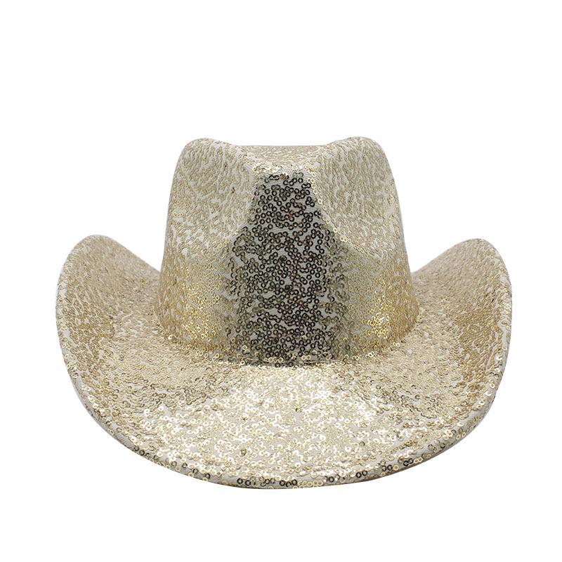 Party Gala Ball Show Cowboy Hat Festival Hat Wool Sequins Cool Jazz Top Hat