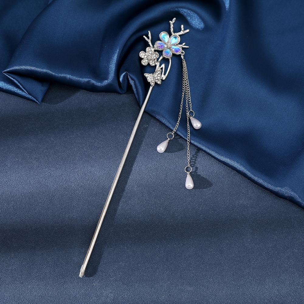 

Красочная заколка для волос с подвеской из жемчуга в виде цветка сливы для женщин, ретро, темпераментная, элегантная, зажим для волос, заколка, аксессуары для головных уборов 2PCS