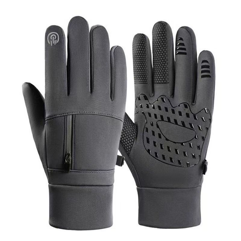 Season gloves men's outdoor velvet thickened windproof waterproof non-slip warm built-in pockets