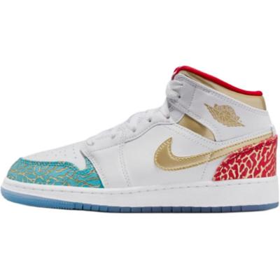 Air 1 Mid GS NC To Chi Kids Sneakers White Metallic-Gold University-Red FB2212-100