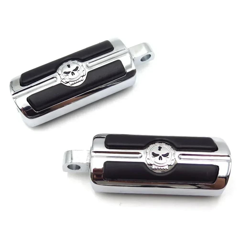 Motorcycle Parts Pair Skull Foot Pegs Rest For Harley-Davidson 1984-2017 Softail Touring Male Peg Mount