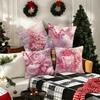 Christmas Decoration Pillowcase New Year Gift Pink Christmas Stick Color Ball Garland Pattern Home Decoration Sofa Cushion Cover