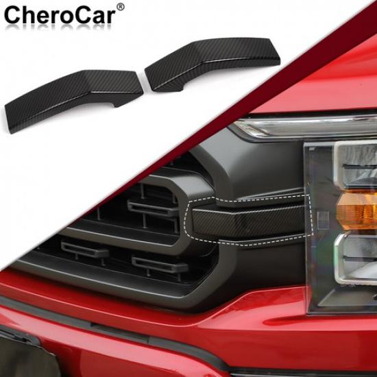 

2X Front Center Grille Grill ert Strip Trim Bezel For F150 + carbon fiber