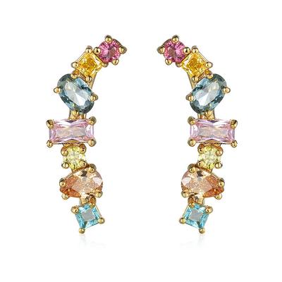 Copper-Inlaid Colored Zircon Earrings for Women - New Creative Fashion Statement Jewelry