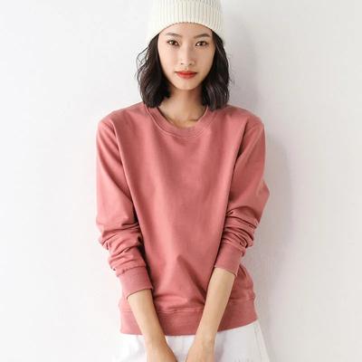 Spring Autumn Women Sweatshirt Multi-colors O-neck Cotton Loose Women's Sweatshirts Vintage Solid Pullovers
