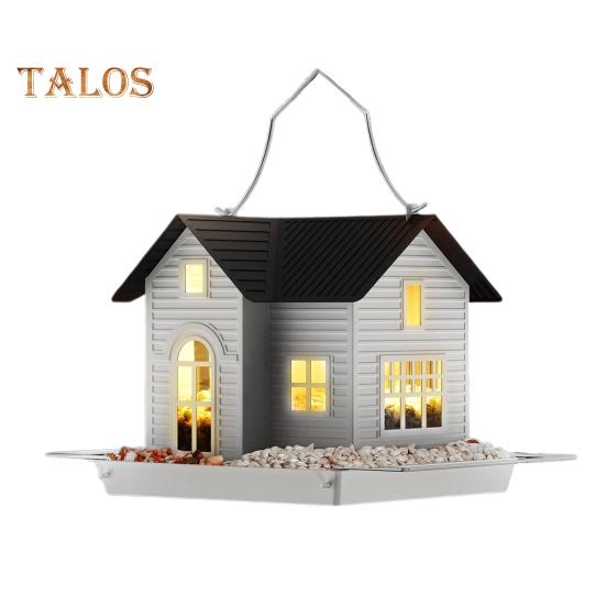 

Кормушка для птиц, подвесной металлический домик для птиц, кормушка с солнечными лампами, уличный фонарь, декор для сада, уникальные подарки для мамы, бабушки, Рождество черный белый