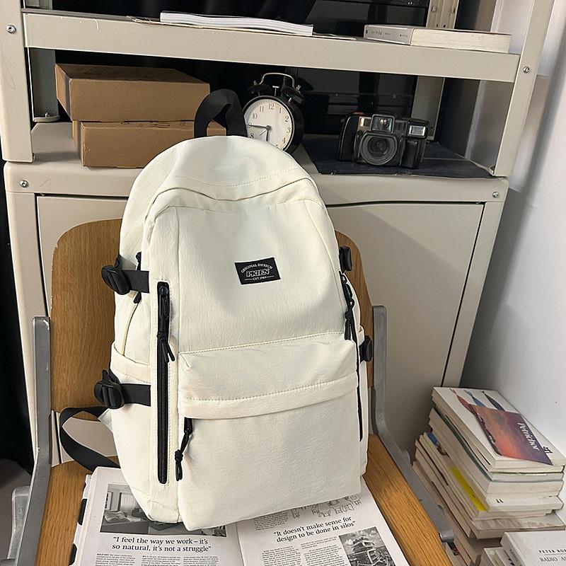 Minimally Designed Backpack With Solid Color And Letter Print Design For Teens