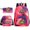 Large Capacity Schoolbag with Shoulder Strap; Student Three-piece Pencil Case Set
