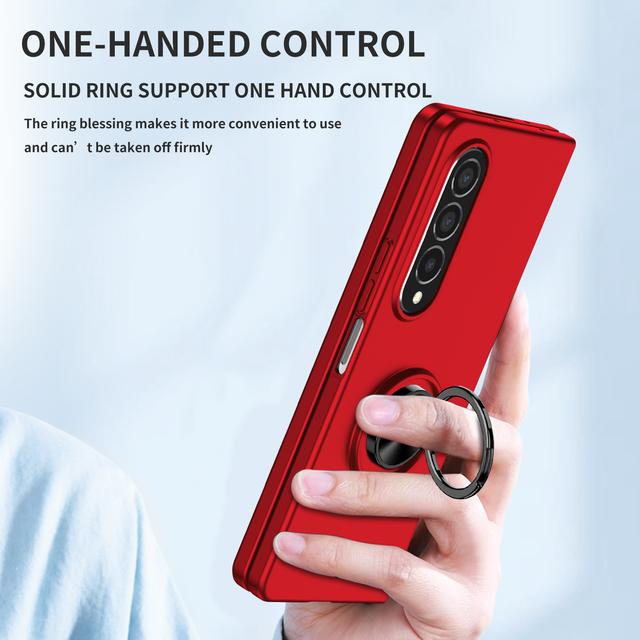 Anti -Drop Finger Ring Plain Phone Case For Samsung Galaxy Z Fold4 5g Fold 4 Fold2 Fold3 Fold 2 3 Fall Protection Cover Cases
