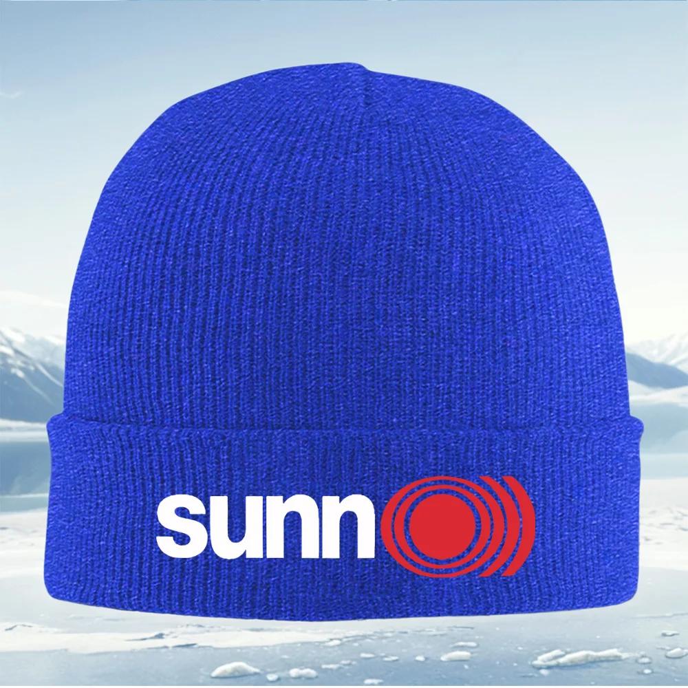 White Letters Red Circles Waves Sound Unisex Women Unisex Knitted Hat Beanie Pullover Cap Winter Thermal Warm Christmas Outdoor Cyc