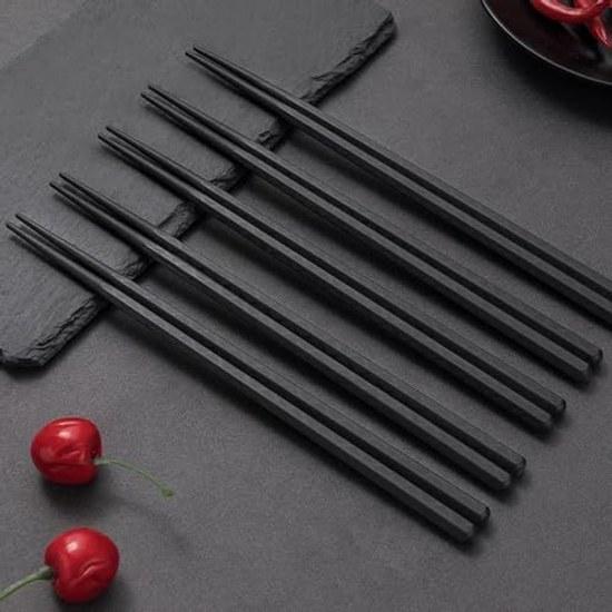 Bookwarm Non-Slip Chopsticks Set 10 Commercial Use Dishwasher Safe Eco-Friendly Reusable (Black)