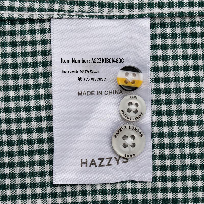 HAZZYS Men's Checkered Long-Sleeve Shirt ASCZK1BCI48