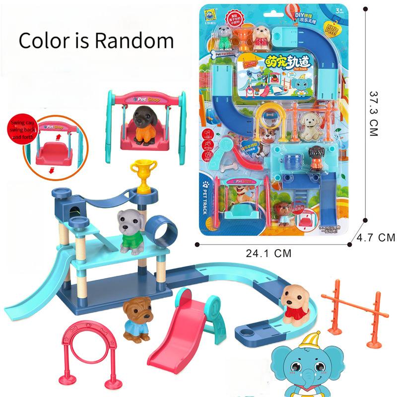 Kids Pretend Play Toy Magical Pet Paradise Track Playset with Cute Pet Rail Girls Magic Dress Up Toy Toddler Role Play Fun Gift