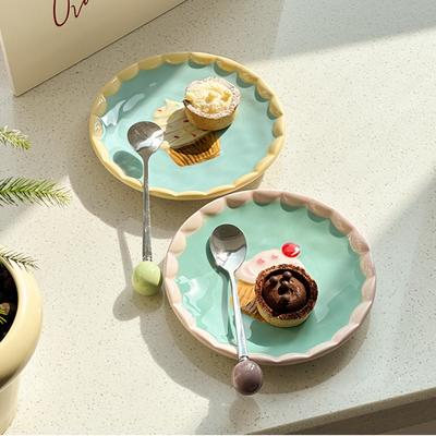 Makaron pictat manual ceramică Dim Sum farfurie drăguță fată inimă relief tort farfurie acasă atmosferă decorare farfurie desert farfurie