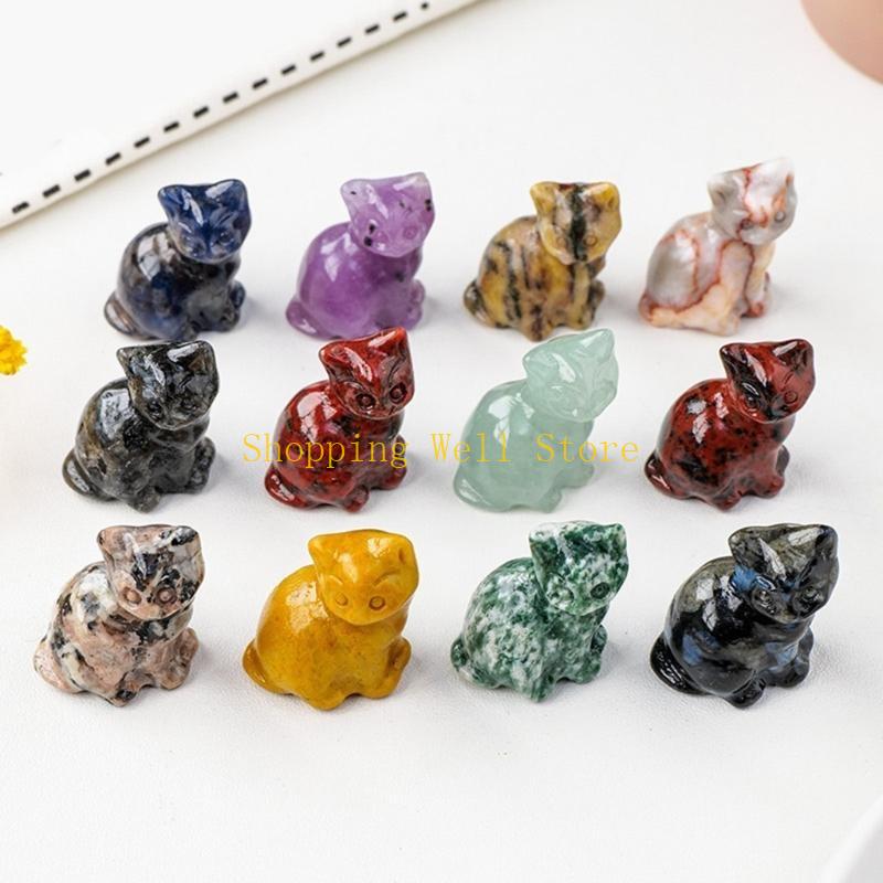 KX4B Crystal Lucky Cats Miniature Figurine Collectibe Gift for Celebration Birthday Housewarmings Fengshui Decors Ornament