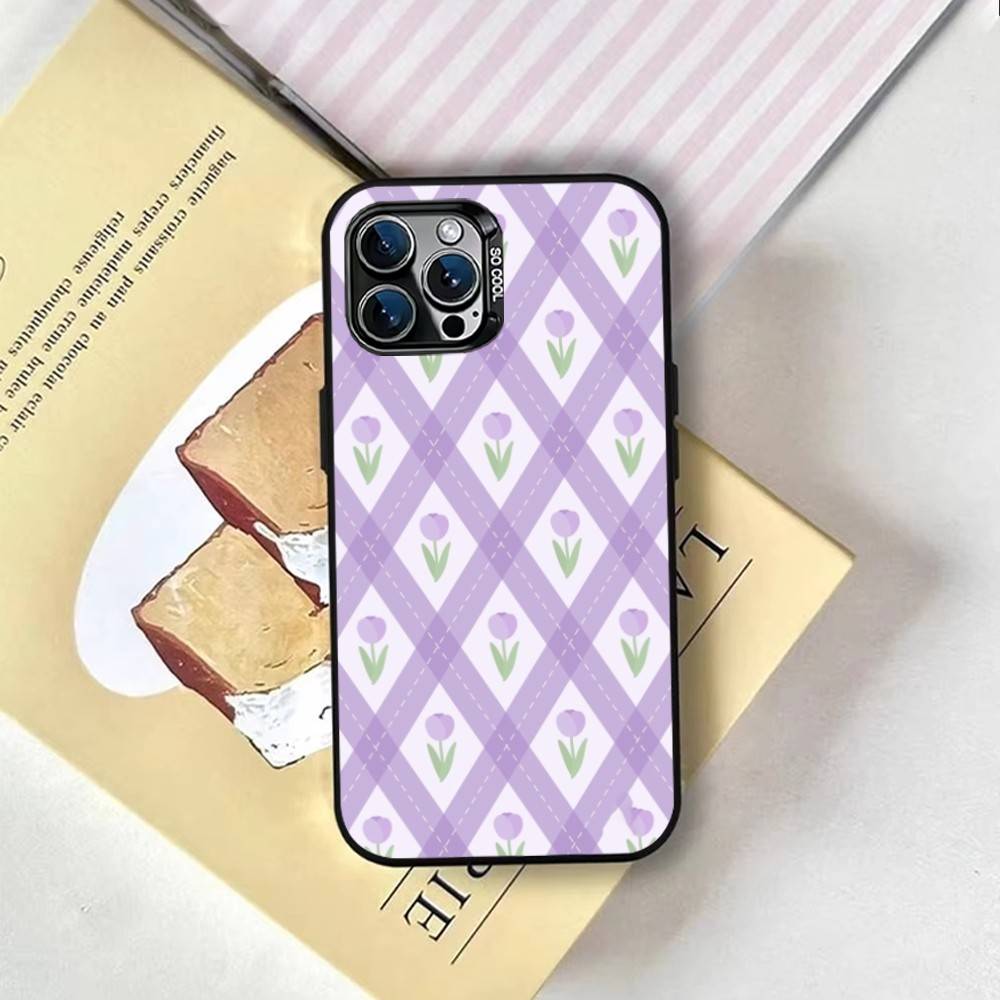 plaid background Phone Case For iPhone 17,16,15,14,13,12,11 Plus,Pro Max,XS,Colored Silver Plated Inside Cover